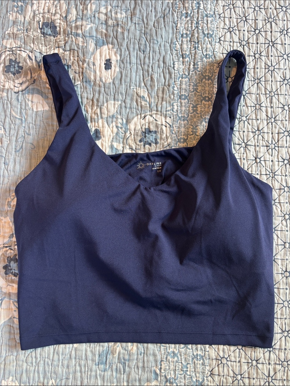 OFFLINE Navy Seamless Sports Bra size L. Like new.